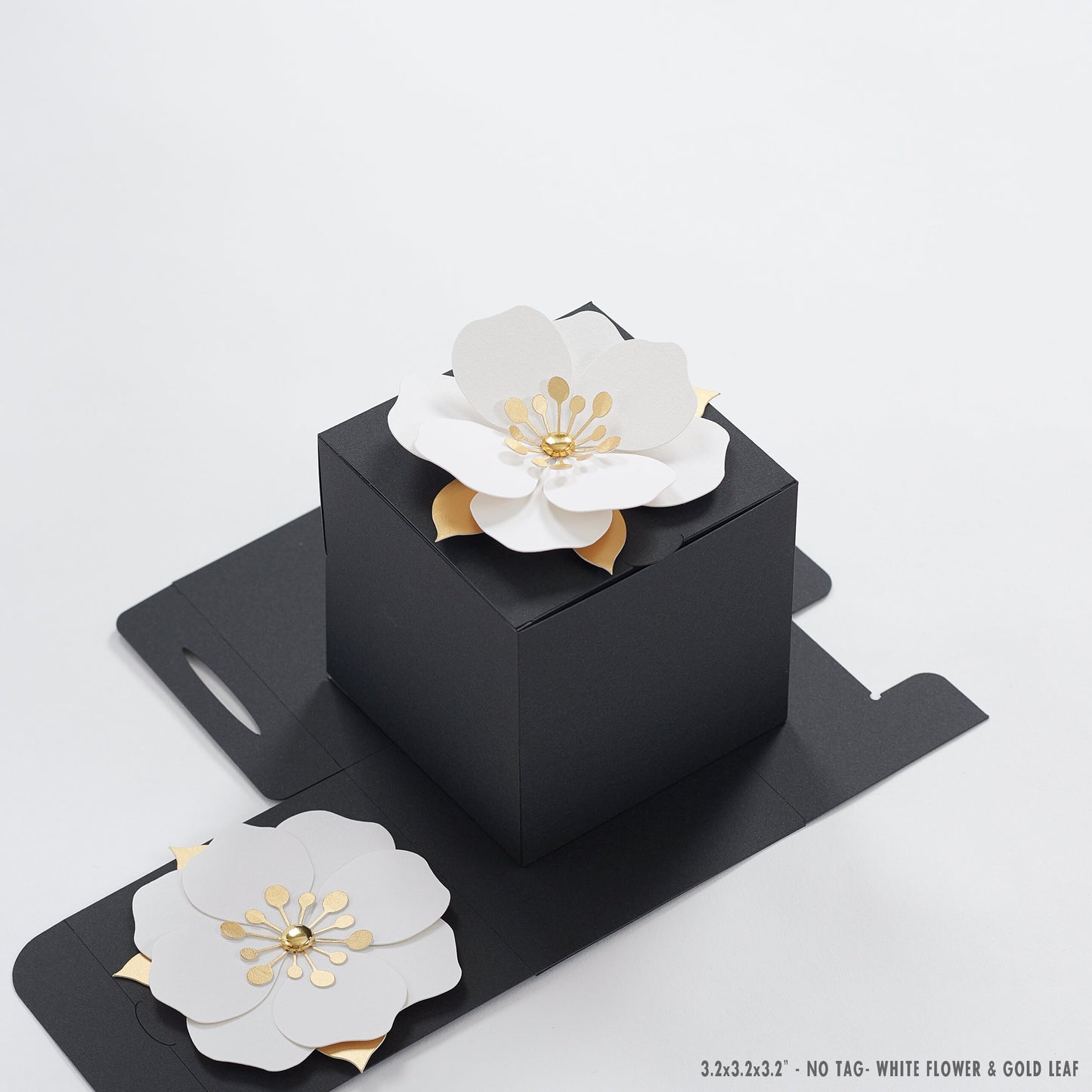 Black favor boxes with flower decor for wedding, bridal party, Baptism, birthday and anniversary