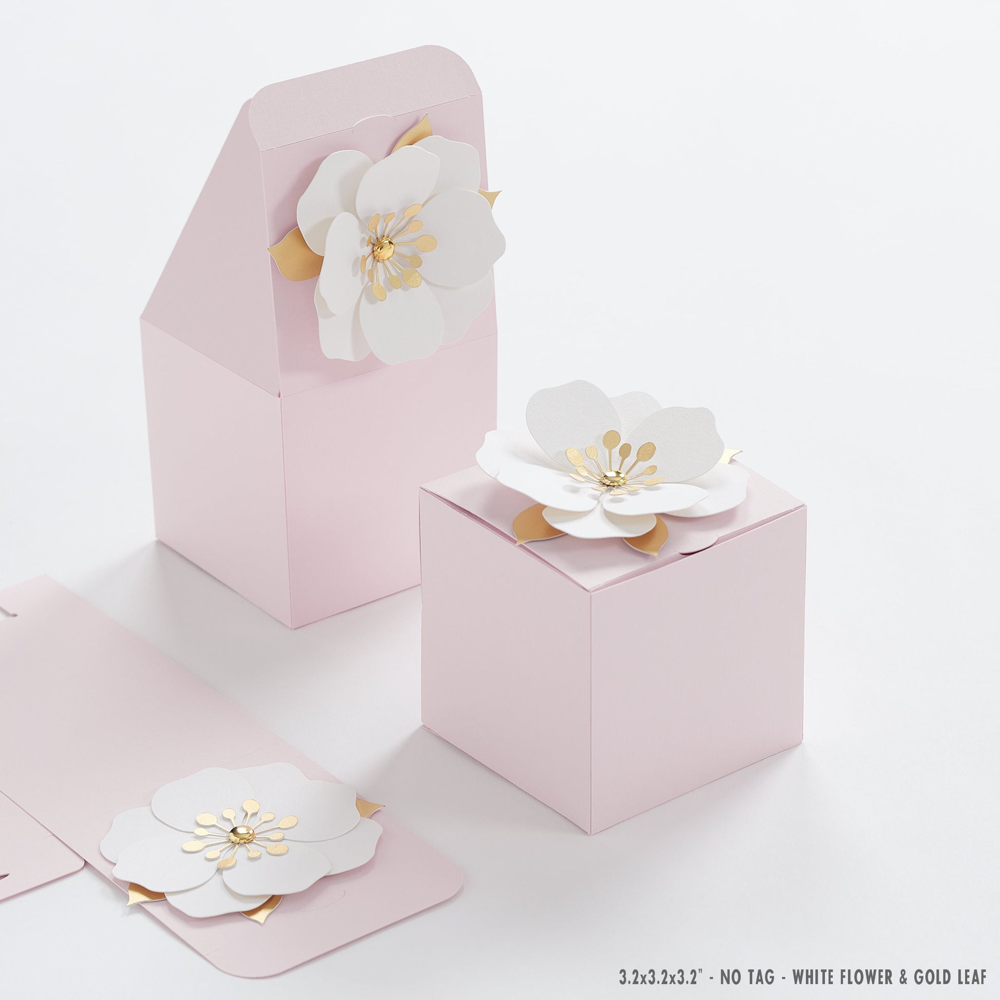 Light pink favor boxes with flower decor for wedding, bridal party, baptism, birthday and anniversary