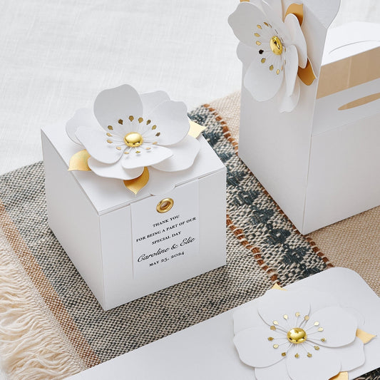 White favor boxes, set of 10 for Wedding, Baptism, Bridal Party and Special Events, Personalized Tags